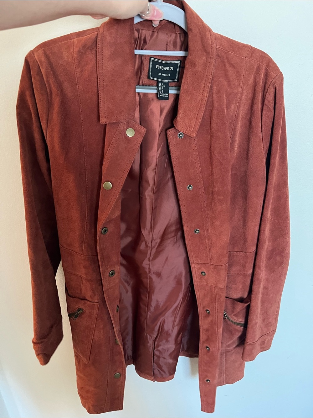 Forever 21 Women's Rust Suede Snap-Front Jacket